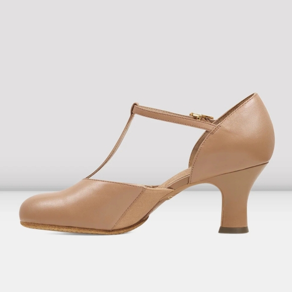 BLOCH Ladies Split Flex Leather Character T Strap Shoes Tan New Size 7 S0390L - Picture 2 of 12